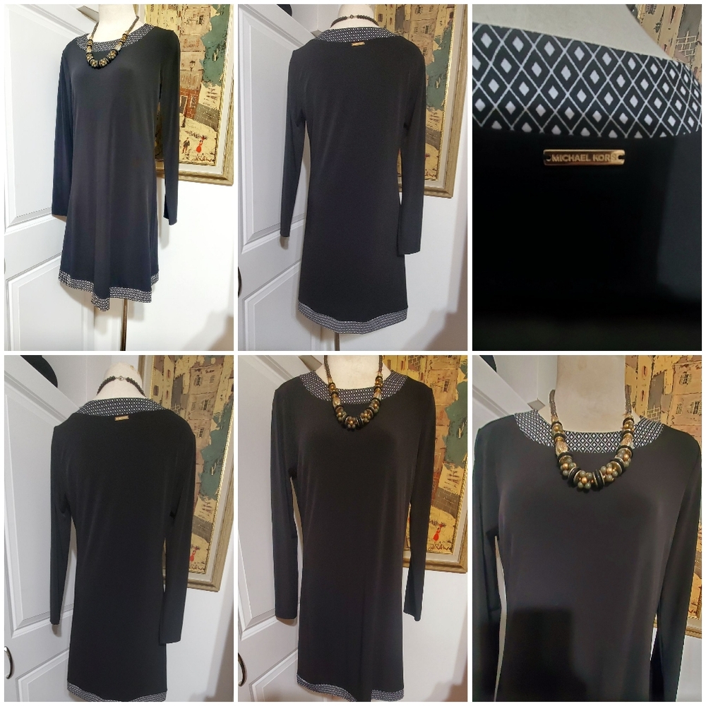 MICHAEL  KORS BLACK LONG SLEEVE EVENING CASUAL OFFICE EVENT COCKTAIL DRES…